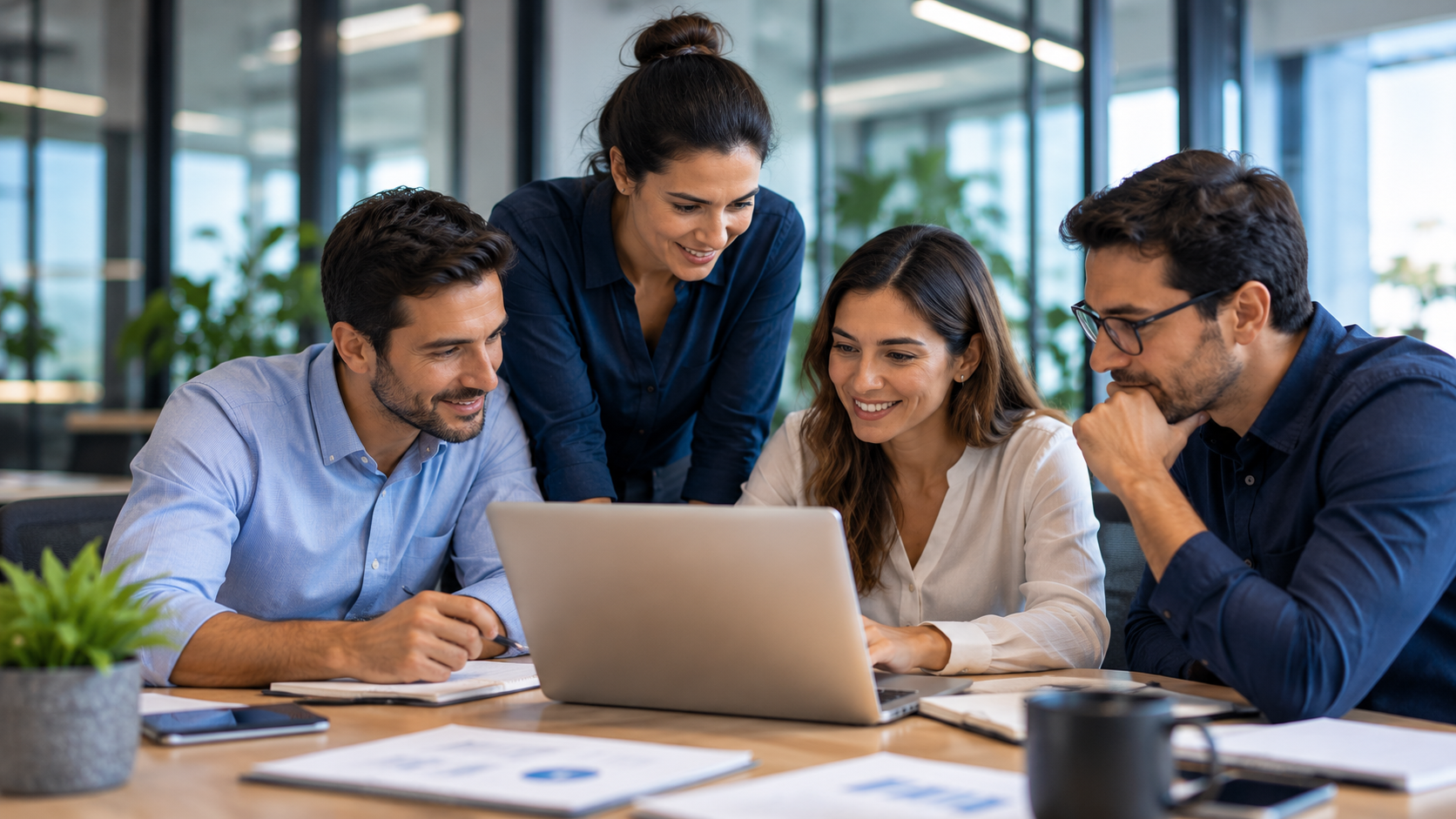 Profesionales trabajando con tecnología